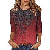 Zeagoo Women's Casual 3/4 Sleeve T-Shirts Round Neck Cute Tunic Tops Basic Tees Blouses Business Work Tee Top