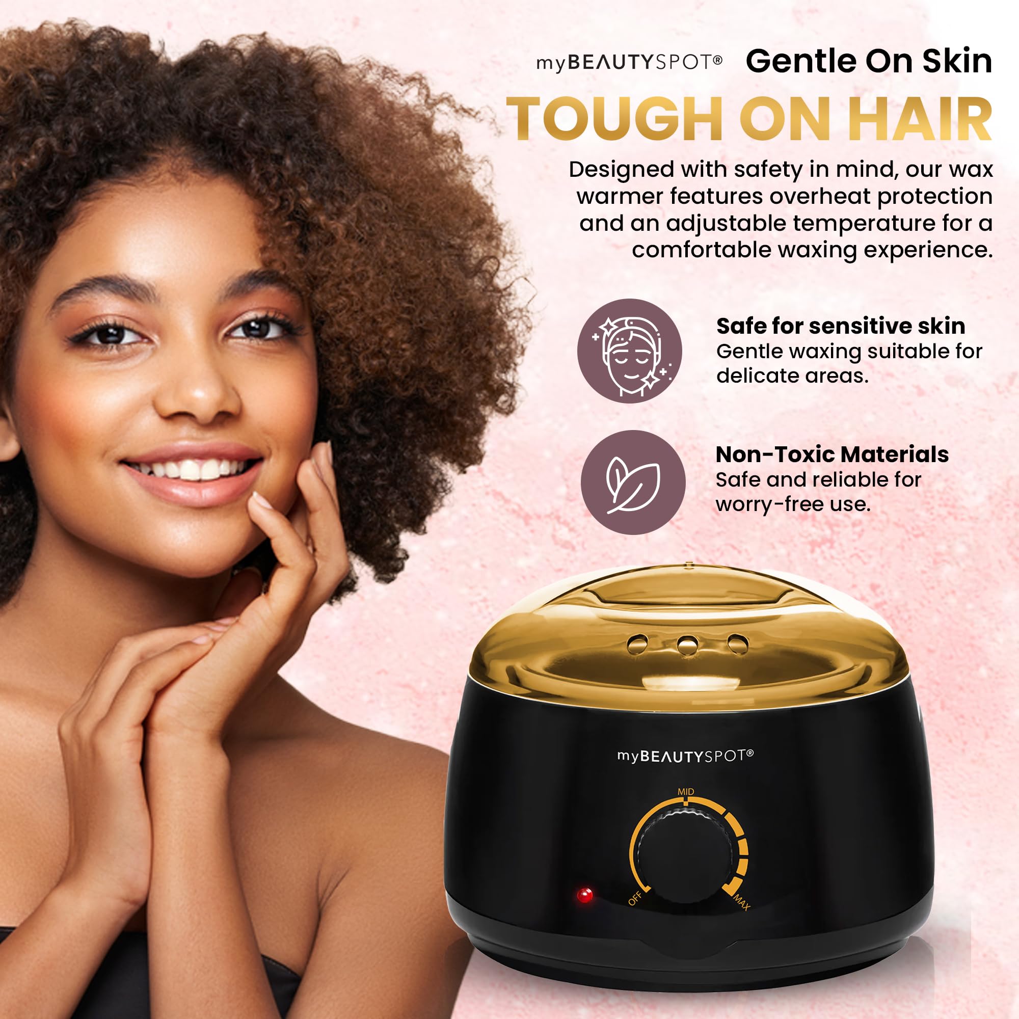 My Beauty Spot Waxing Kit for Women – At-Home Wax Machine for Hair Removal with Hard Honey Wax Beads, Warmer Pot & Applicators – Full Body & Bikini Use, Exfoliating & Hydrating Formula