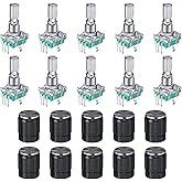 Konohan 10 Pcs 360 Degree Rotary Encoder Code Switch Digital Potentiometer with Push Button 5 Pins Handle Length 20mm and Kno