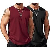 COOFANDY Men's Workout Tank Tops Sleeveless Gym Muscle Tee Shirts 2 Pack Casual Breathable Waffle Knit Tanks