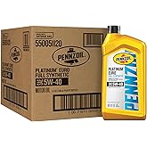 Pennzoil Platinum Euro Full Synthetic 5W-40 Motor Oil, 1 Quart (6 Pack)