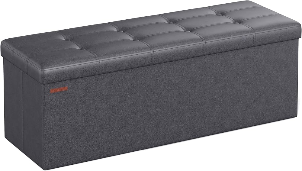 SONGMICS MAZIE Collection Storage Ottoman Bench 110 cm Slate Grey LSF070G20