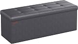 SONGMICS MAZIE Collection Storage Ottoman Bench 110 cm Slate Grey LSF070G20