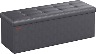 SONGMICS MAZIE Collection Storage Ottoman Bench 110 cm Slate Grey LSF070G20