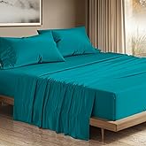 THREAD SPREAD 100% Egyptian Cotton King Size Sheets Set - Luxury 1200 Thread Count Egyptian Cotton Sheets King Size, 17" Deep Pocket, Soft, Cooling Sateen Weave Hotel Quality Bedding Set - Teal