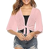 iClosam Women Summer Sheer Bolero Shrug Tie Front Chiffon Cropped Lightweight Cardigan