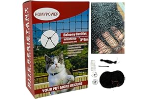 HOMYPOWER Cat Netting Balcony, Stainless Steel Reinforced Bite Tear UV and Weather-Resistant Anti-Fall Netting for Pets, Safety Net for Cat, Small Catio for Apartment Balcony Protection (10x20 ft)