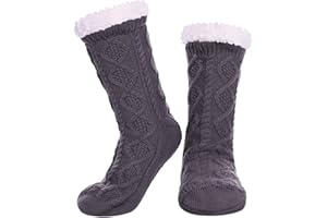 LINEMIN Womens Slipper Socks Winter Warm Fleece Lined Socks Cozy Soft Thick Fuzzy Non Slip Indoor Christmas Socks