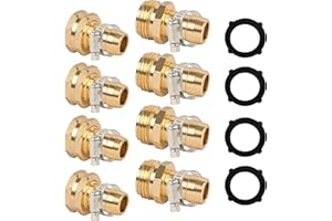 LIULO TOOL Garden Hose Repair Connector with Clamps, Fit for 3/4" or 5/8" Aluminum Garden Hose Fitting, Male and Female Hose Fittings, 4 Sets