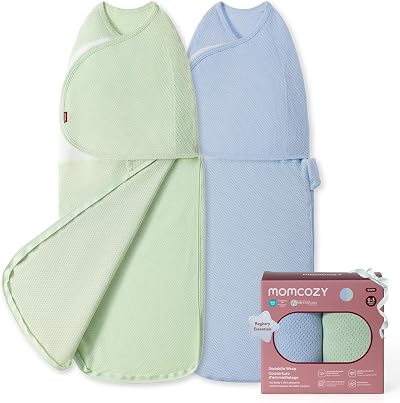 momcozy Baby Swaddle 0-3M 63x25cm 2-Pack Airflow Blue