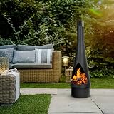 Dellonda Conical Chiminea Black Steel Outdoor Fireplace H127cm DG109 view 5