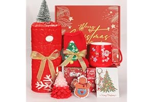 ELYSIRISE Christmas Gifts Basket for Women 2025 | Red Christmas Gift Box for Friend, Family | Holiday Gift Set with Christmas Blanket, Santa Mug, Socks | Xmas Present for Mom, Wife, Girlfriend, Sister, Coworker