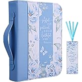 Bible Cover Case for Women PU Leather Woman Book Carrying Bag Bible Study Sipples Accessories with PU Bookmark Journaling Kit Christian Gifts