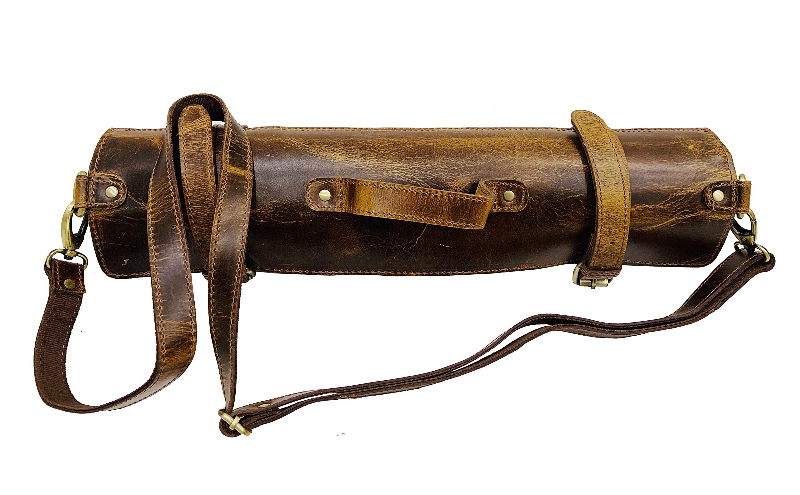 Leather Knife Roll | Leather Knife Case | Leather Knife Roll for Chef | Chef Knife Roll | Leather Knife Roll Bag | Kitchen Knife Case (TAN)