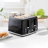 Daewoo Argyle 4 Slice Toaster with Defrost Reheat Browning Control Black view 2