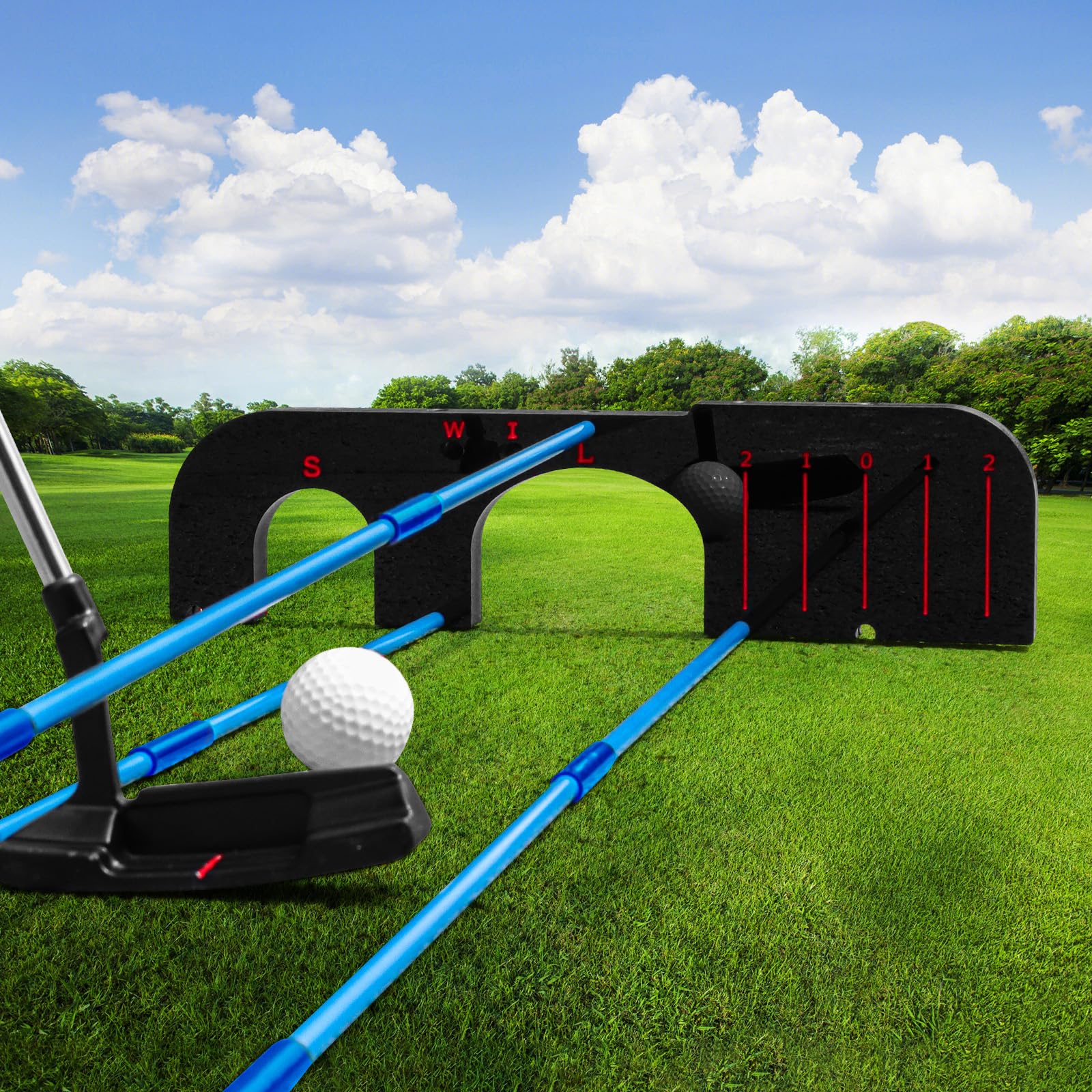 AXKAL Upgrade Golf Training Aid Tool with 6 Pcs Golf Alignment Stick Cover Rods, Golf Swing Aiming Putting Practice Trainer Aid Equipment Sports Outdoor (Black)