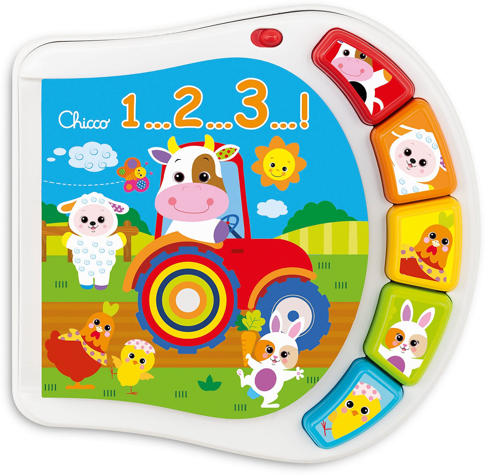Chicco Numbers Colour Book, Multicoloured for Kid - The Farm Animals, Format: Book, Batteries: 3 AAA