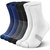 PAPLUS 3 Pairs Running Compression Socks for Men & Women, Atheltic Crew Socks with Cushion, Arch Support for Hiking, Cycling