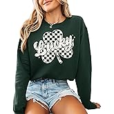DAYLEA Lucky Shamrock Sweatshirt for St Patrick’s Day – Green Clover Graphic Pullover, Irish Holiday Crewneck