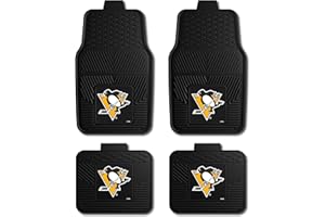 FANMATS 39569 NHL - Pittsburgh Penguins 4-pc Vinyl Car Mat Set | Black | Front & Rear Car Mats | Skating Penguin Primary Logo
