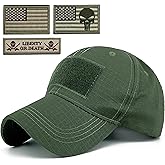 Loneshark Tactical Military Mens Camo Baseball Hat with American Flag Skull Patch Patriotic Operator Camouflage Cap for Women