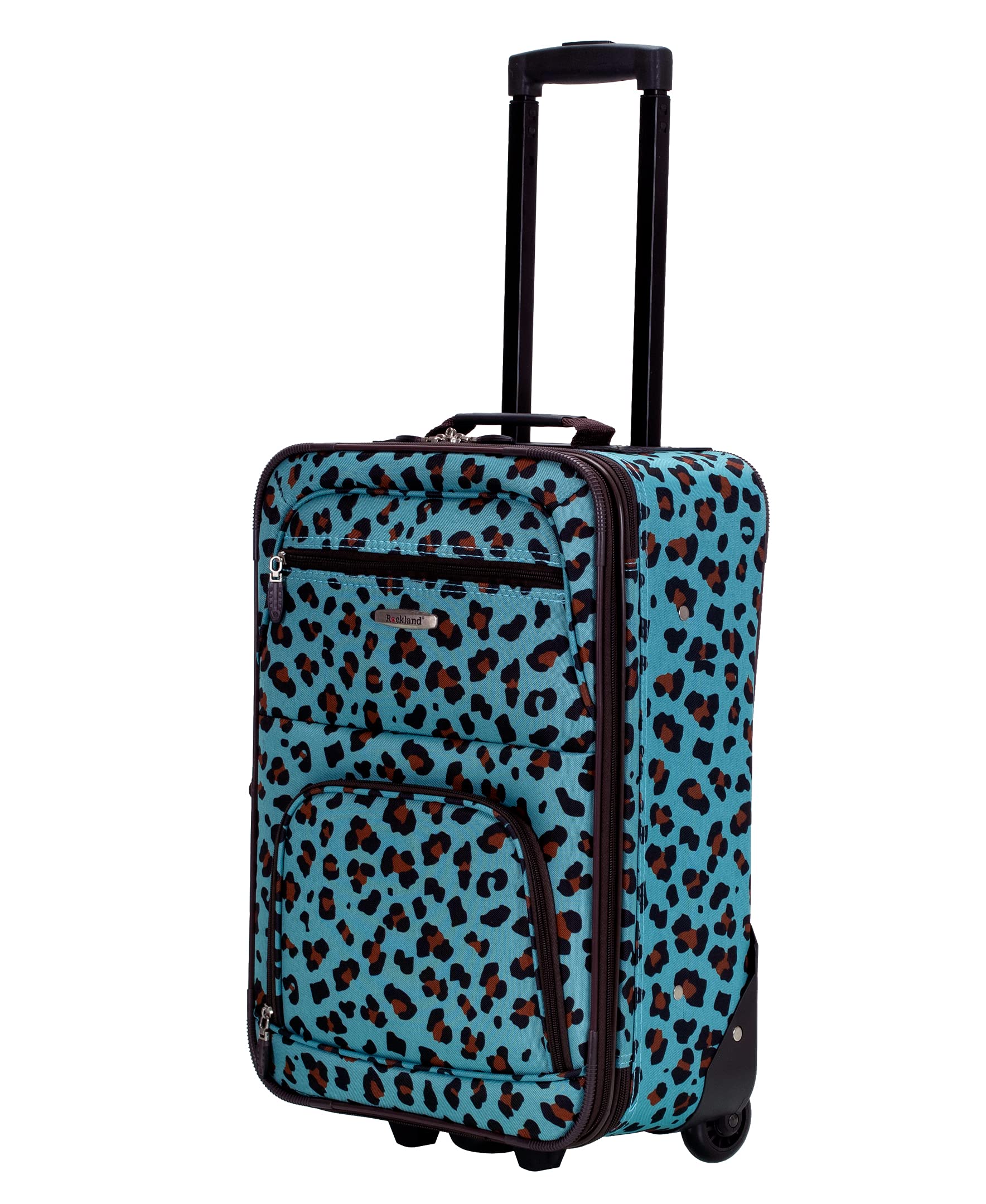 Rockland Jungle Softside Upright Luggage, Blue Leopard, 4-Piece Set (14/29/24/28)