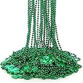 Hillban 72 Pcs St. Patrick's Day Shamrock Bead Necklace Bulk Green Clover Necklace Leprechaun Lucky Plastic Jewelry Irish Saint Patty's Day Party Favors Costumes Accessories for Kids Men Women