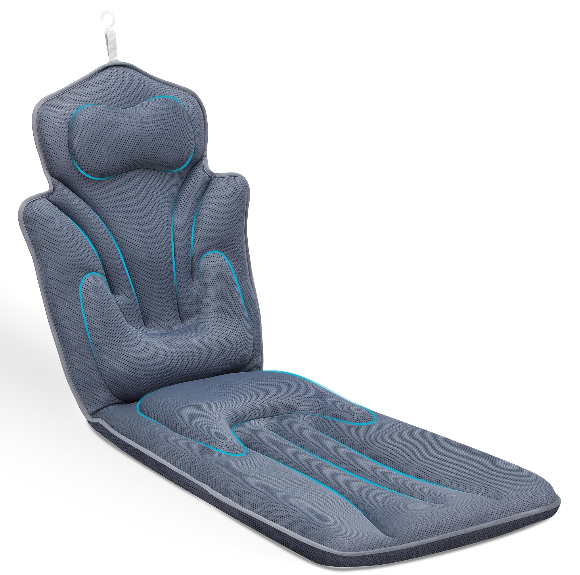 Photo 1 of Ergonomic Full Body Bath Pillow for Bathtub, 5D Luxury Spa Cushion with 114 Non-Slip Suction Cups, Extra Long Thick Bath Pillow for Full Body Support, for Adult with Laundry Bag & Hook (Grey)