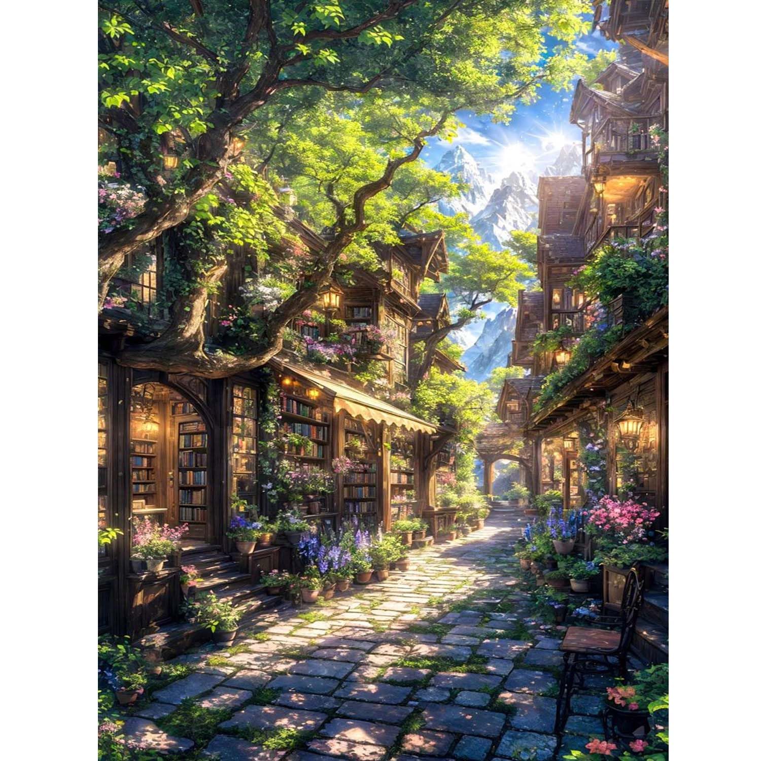 PHANTASYART Paint by Numbers for Adults Bookshop-Adult Painting by Numbers Bookshop,Adult Paint by Numbers for Gifts and Home Wall Decor 12x16in — image 1