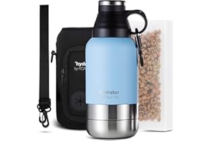 KOALA PAL 32oz Dog Water Bottle with Neoprene Bottle Carrier, Insulated Dog Travel Bottle, Portable Food and Water Bowl Dispenser For Dogs, Stainless Steel Pet Water Bottle Dispenser, Ultra Travel Kit