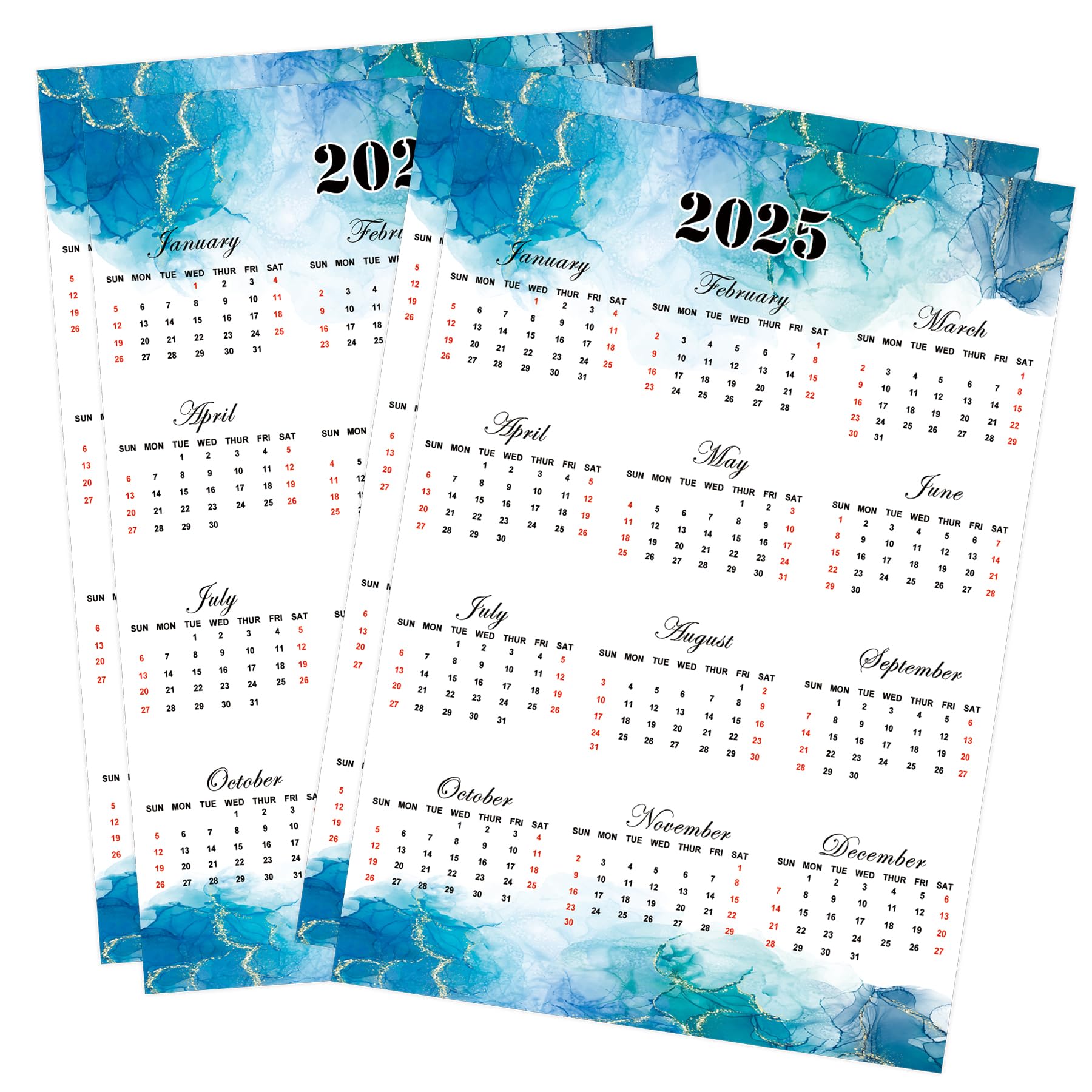 Mini 2025 Schedule Calendar Stickers 12 Monthly Planner Date Page Sticker Open-Dated Monthly Planning Labels for Customizing Undated Planners, Calendar 4 Pack (Watercolor)