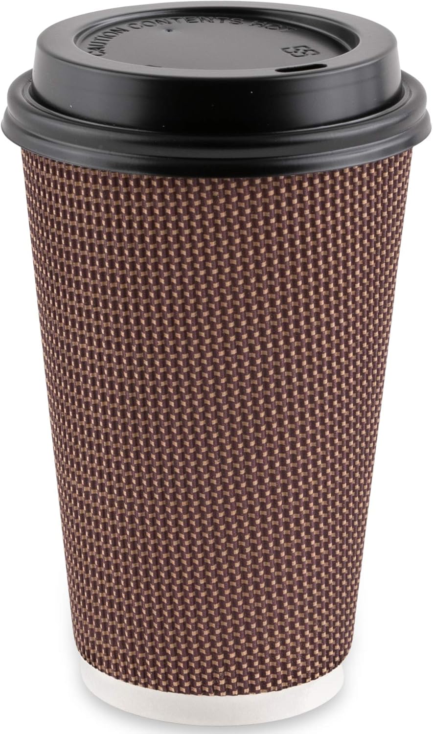 Party Bargains Rippled Hot Cups with Lids | Insulated Double Walled, No Sleeve Needed Disposable Paper Cup for Coffee or Tea | Perfect for To-Go Travel Mug, Parties and More | Size 16 Ounce | 40 Count: Kitchen & Dining