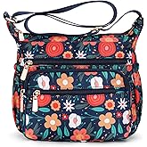RNIEGA Multi-Pocket Crossbody Bag for Women Lightweight Nylon Shoulder Bag Purse Stylish Handbag with Adjustable Strap