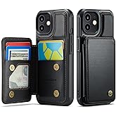 Vinich for iPhone 12/12 Pro Wallet Case with Card Holder, RFID Blocking Credit Slots Kickstand Shockproof Phone Cover Fit for iPhone 12/12 Pro 6.1" Black
