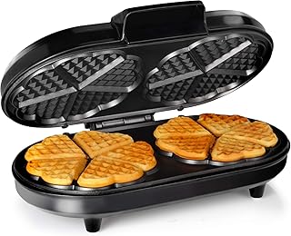 Tristar Doppel-Waffeleisen [Edelstahl] - 10 Herzwaffelfromen pro Durchgang - mit einstellbarem Thermostat, WF-2120