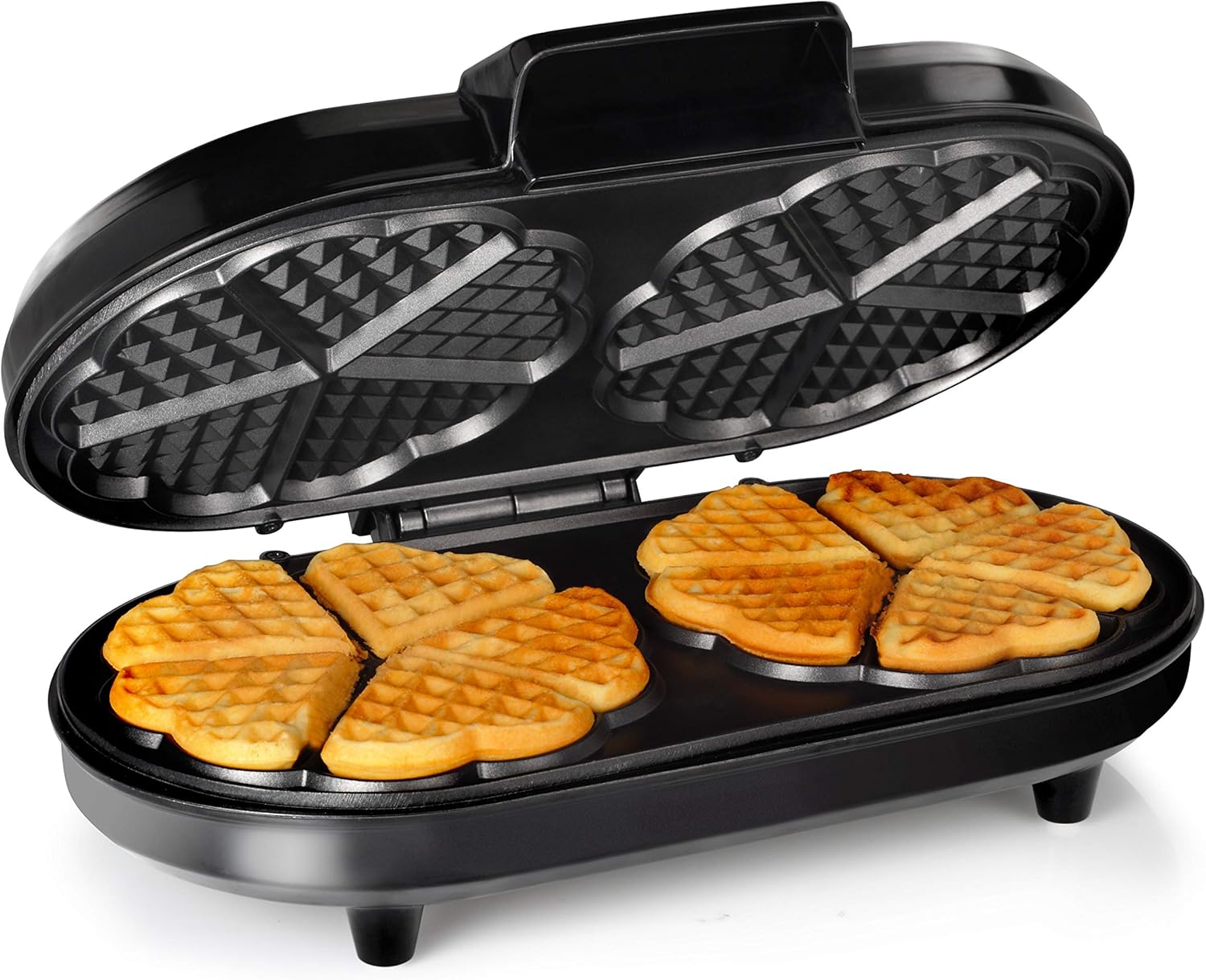 Tristar Doppel-Waffeleisen [Edelstahl] - 10 Herzwaffelfromen pro Durchgang - mit einstellbarem Thermostat, WF-2120