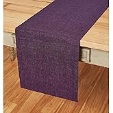 Solino Home Linen Table Runner 72 Inches Long - Athena, 100% Pure Linen Grape Dining Table Runner 14 x 72 Inch for Winter, Mothers Day, Spring, Easter
