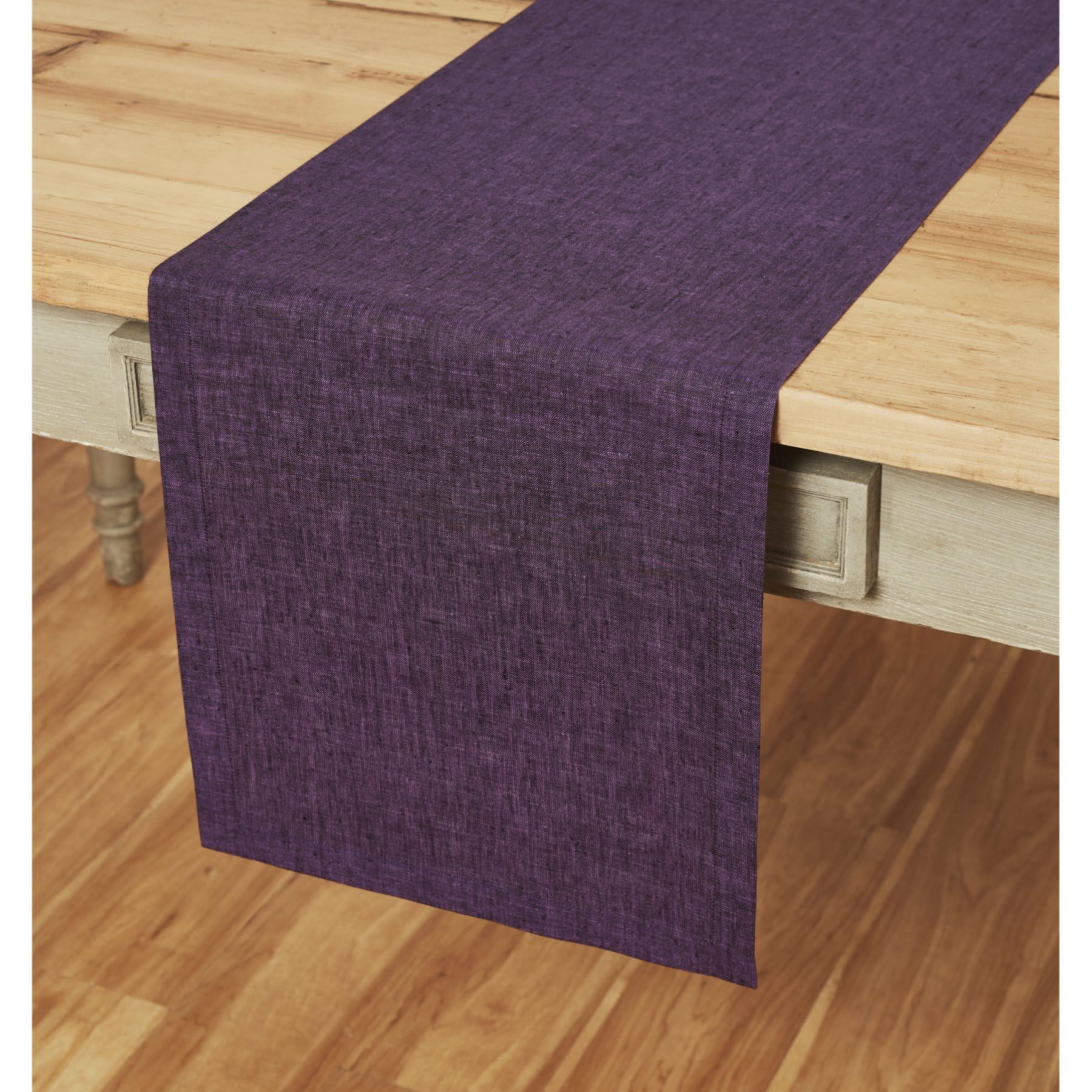 Solino Home Pure Linen Table Runner Grape – 100% Linen Fabric Table Runner 14 x 48 Inch – Machine Washable Table Runner for Summer – Athena, Handcrafted from European Flax