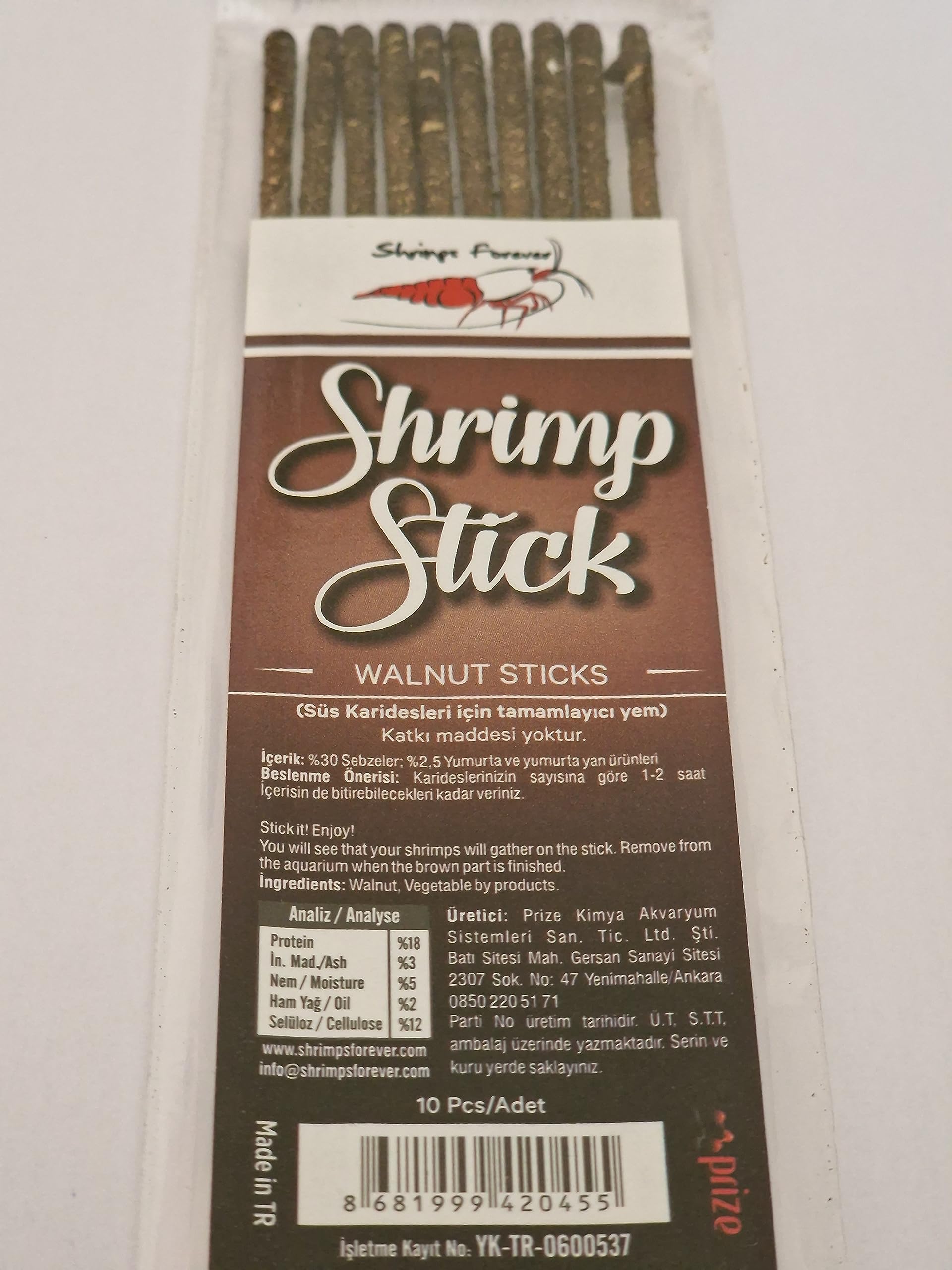 Shrimp/Fish Lollies - Shrimps Forever, 100% pure natural ingredients, Healthy snack for your shrimp and fish. (Walnut)