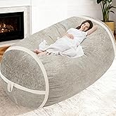 Homguava 6FT Bean Bag Chair Giant Bean Bag Chairs for Adults with Memory Foam Filled,Beanbag Chair with Soft Faux Fur Cover,Comfy Bean Bag Sofa Lounger for Living Room,Game Room,Bedroom