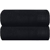 GLAMBURG 100% Cotton Oversized 2 Pack Bath Sheets 35x70, Ultra Soft Highly Absorbant Compact Quickdry & Lightweight Large Bath Sheet Set, Ideal for Gym Travel Camp Pool - Black