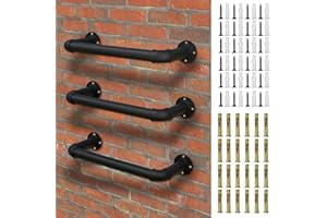 CVTER 3-Rung Wall Mounted Ladder, Heavy Duty Steel Pipe Fire Escape Ladder for Egress Window & Basement, Black Industrial Hanging