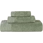 Superior Rayon from Bamboo Blend 3-Piece Towel Set, Luxury Quick Dry, Bathroom Essentials, Shower, Spa, Plush Soft Absorbent Towels, Includes 1 Bath, 1 Hand, 1 Washcloth/Face Towel, Green