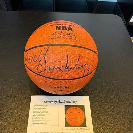 wilt chamberlain autographed basketball