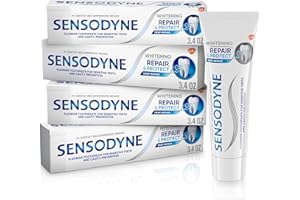 Sensodyne Repair and Protect Whitening Toothpaste, Toothpaste for Sensitive Teeth and Cavity Prevention, 3.4 oz (Pack of 4)