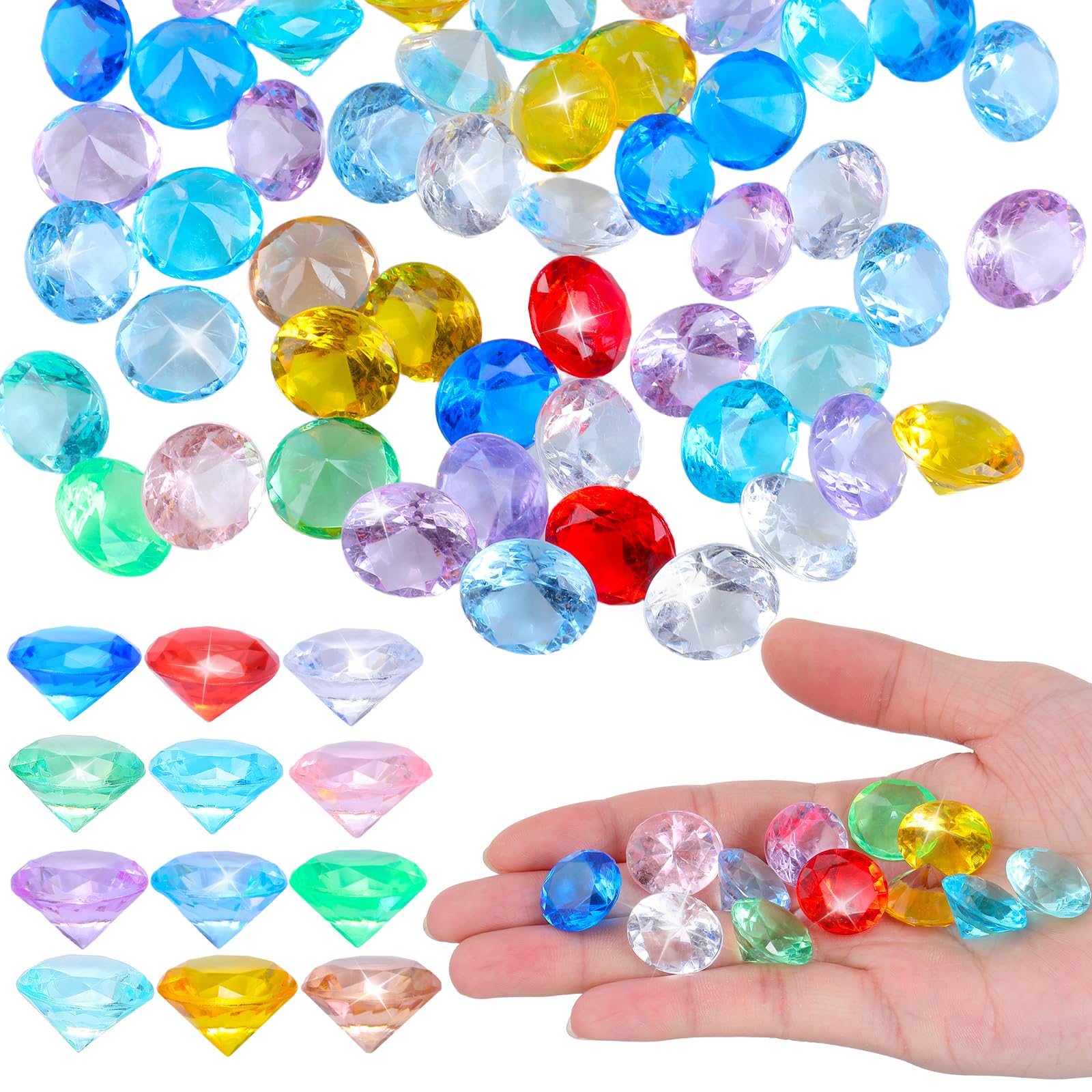 Lurrose 180pcs Jewelry Toys Pool Toys Pool Party Pool Diving Toys Pool Diving Diamond Toys Dive Crystal Acrylic Toddler Artificial Gemstone, 2 x Assorted Colors