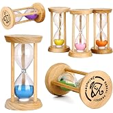 PROLOSO 6PCS Wood Frame Sand Timer Set 30sec/1/2/3/5/10mins Multicolor Hourglass Sandglass Clock Watch