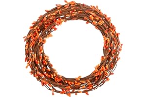 WILLBOND 64 Feet Ply Pip Berry Garland for Christmas Winter Indoor Outdoor Decor Head Wreaths Wedding Crowns(Orange,30 Packs)