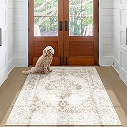 Area Rug 3x5 Vintage Rug: Washable Indoor Medallion
