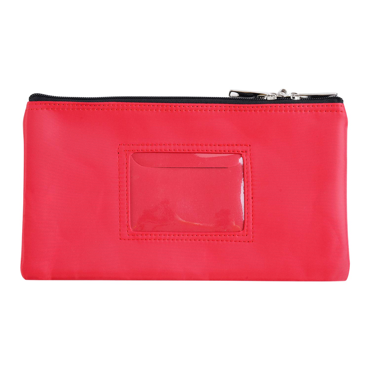 Lunasmile Lockable Bank Deposit Bag with Upgraded Zipper, Multi-Purpose Storage Zipper Pouch (Red)